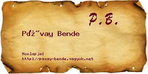 Pávay Bende névjegykártya